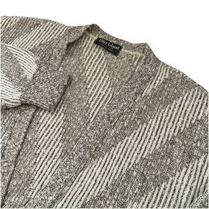 Vintage Ellis Island Men’s L Striped Grandpa Cardigan Sweater Made‎ In USA EUC